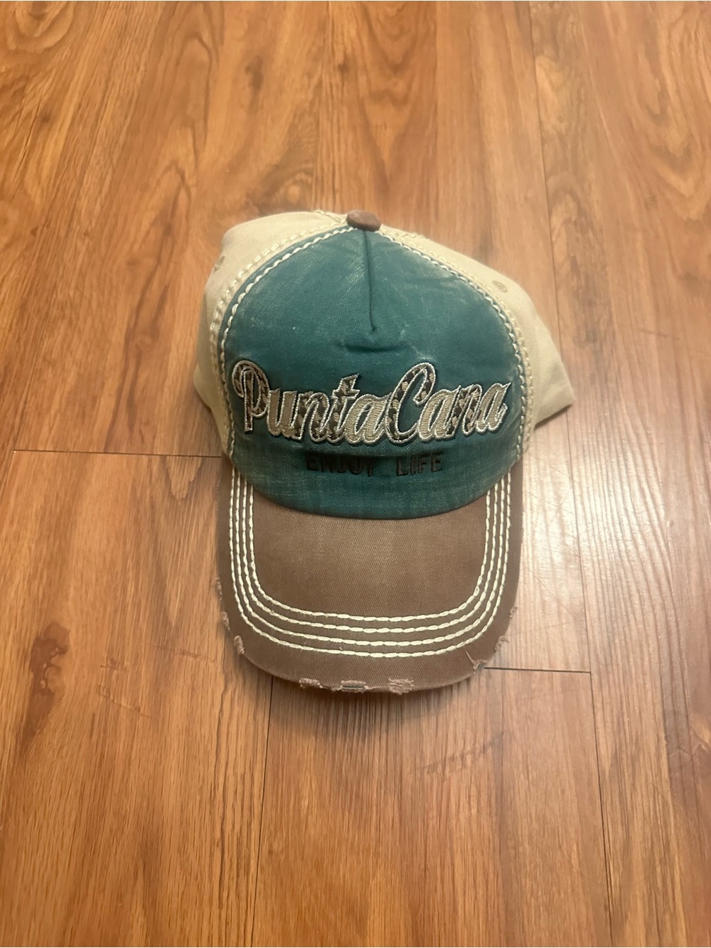 Punta Cana Embroidered Green & Brown Baseball Cap